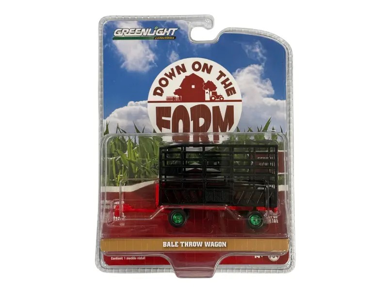 Chase Bale Throw Wagon - Black And Red (Down On The Farm Series 8) Diecast 1:64 Scale Model - Greenlight 48080F 1