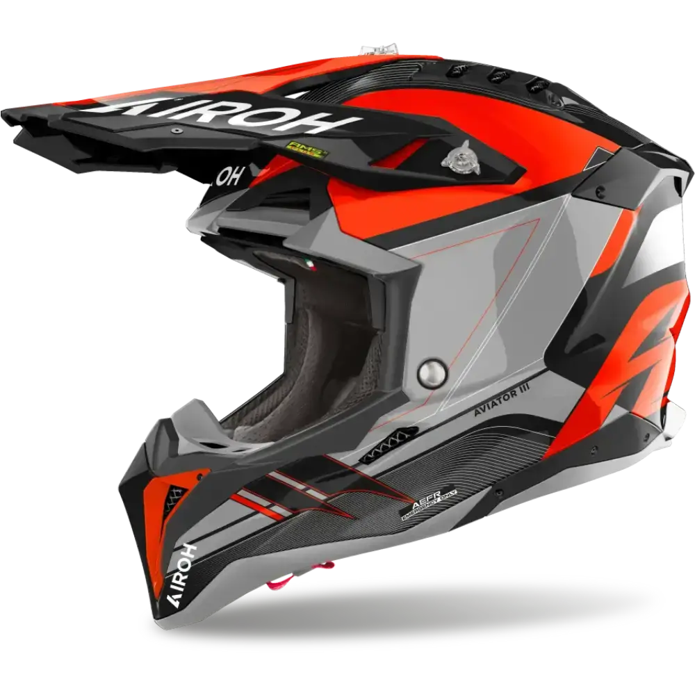 Airoh Aviator 3 Saber Helmet - Gloss Grey/Orange 1