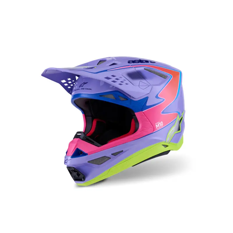 Alpinestars 2026 Supertech S-M10 Jett Lawrence R01 Helmet - Purple Pink Fluro Yellow Glossy 1