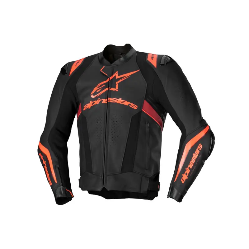 Alpinestars Missile V3 Ignition Leather Jacket - Black/Fluro Red 1
