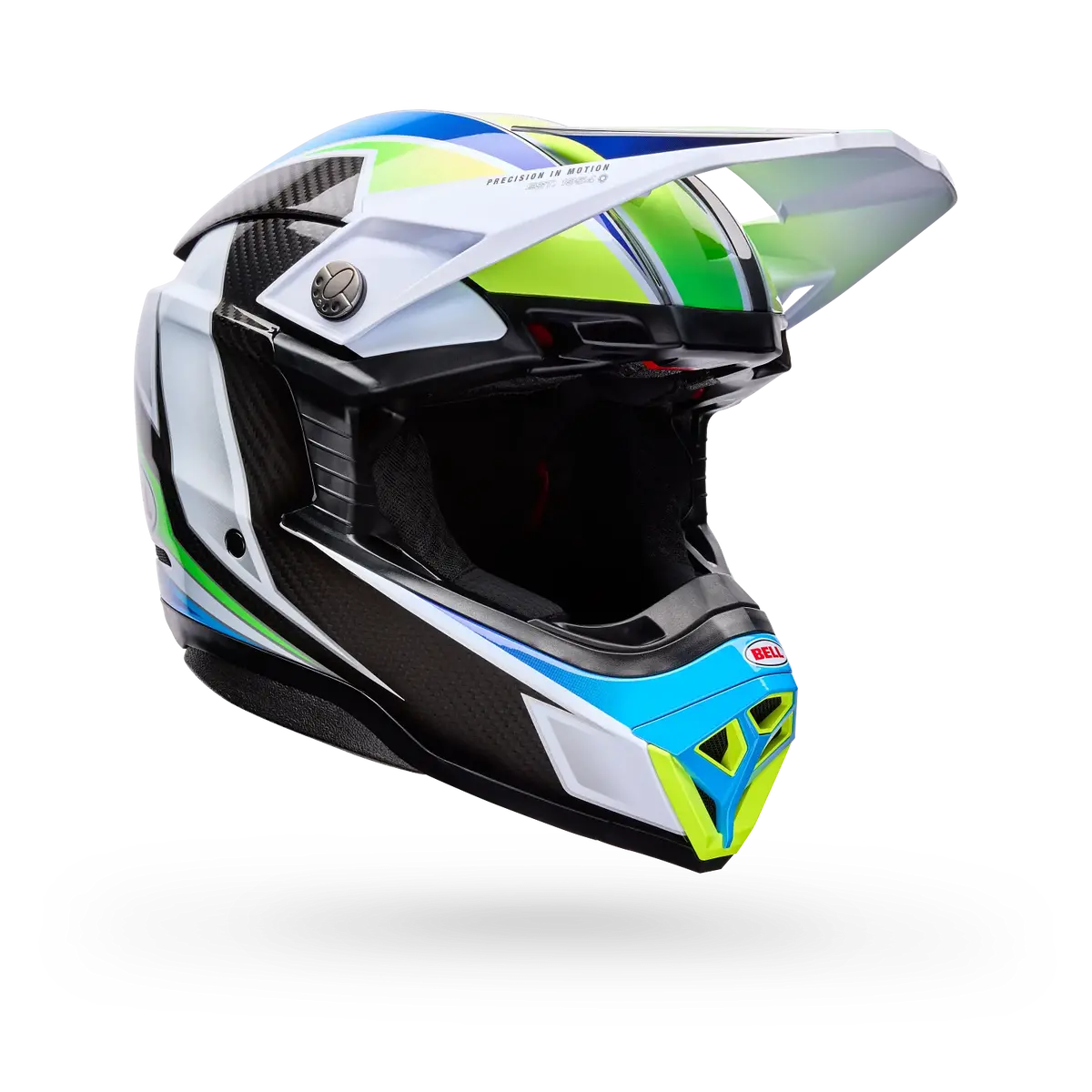 Bell 2026 Moto-10 Spherical Grid Helmet - White/Blue 1