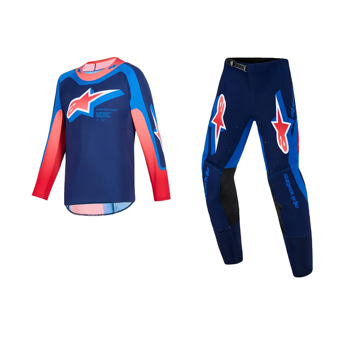 Alpinestars 2026 Youth Supertech Vista Gear Set - Dark Navy Hot Coral Cobalt 1