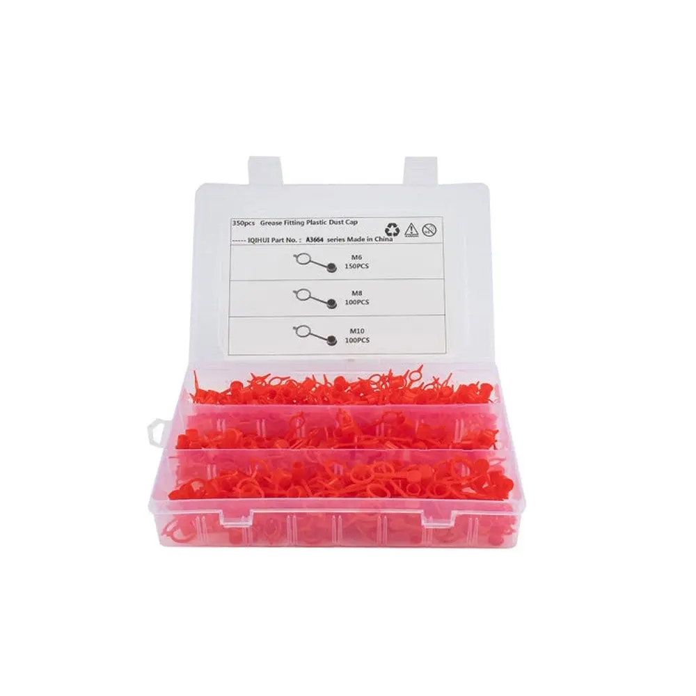 350 Pcs M6 / M8 / M10 Polyethylene Plastic Dust Cover Cap Assortment Kits For Oil Grease Zerk Fitting, 350 Pcs 1