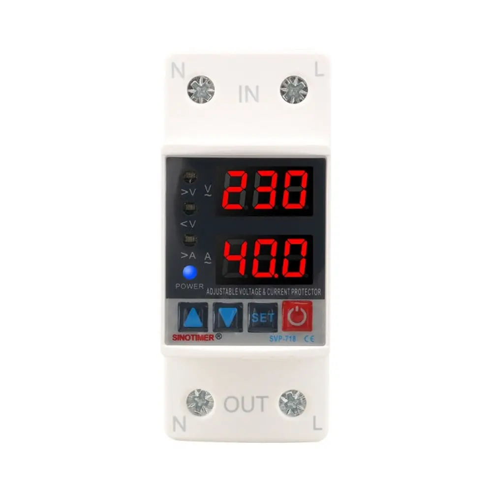 Adjustable Self-Resetting Intelligent Over-Voltage And Under-Voltage Protector 220V Ac, Sinotimer Svp-718 40A, Sinotimer Svp-718 63A 1