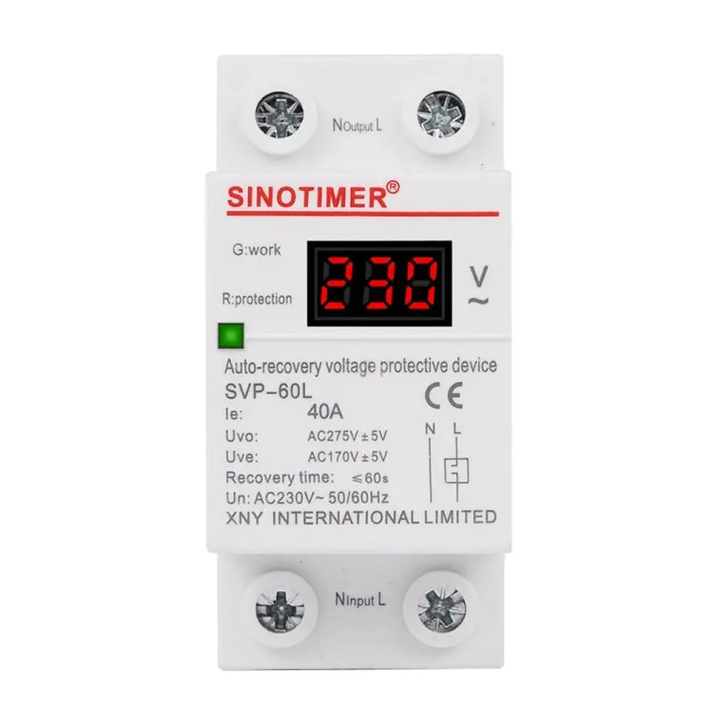 Sinotimer 220V Led Digital Display Delay Automatic Reset Under-Voltage Protector, Svp-60L 1