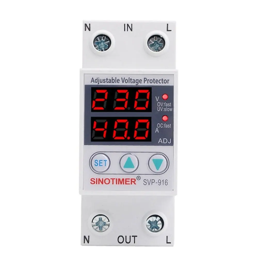 Sinotimer Svp-916 Adjustable Self-Resetting Over-Voltage Under-Voltage Protector, Current:, 40A, 63A, 80A 1