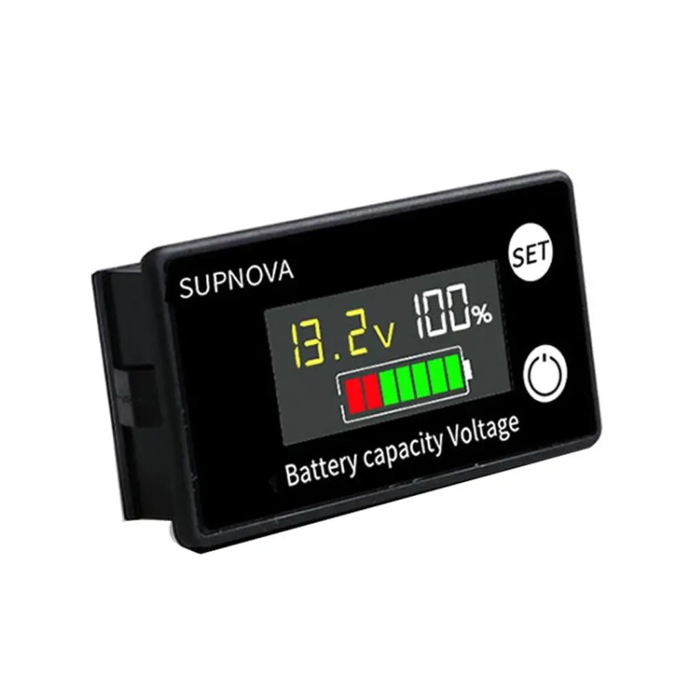 Supnova Lcd Color Screen Dc Voltmeter Lithium Storage Battery Meter, Style:, Ordinary Type, Alarm + Temperature Type, Waterproof Type 1